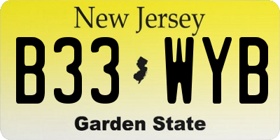 NJ license plate B33WYB