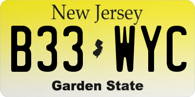 NJ license plate B33WYC
