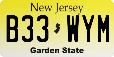 NJ license plate B33WYM