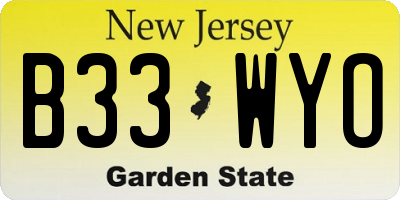 NJ license plate B33WYO