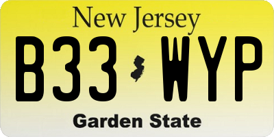 NJ license plate B33WYP