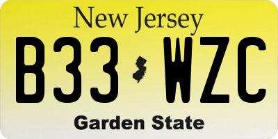 NJ license plate B33WZC