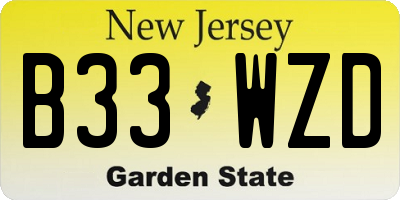 NJ license plate B33WZD