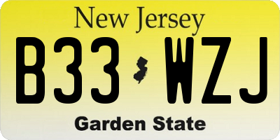 NJ license plate B33WZJ