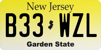 NJ license plate B33WZL