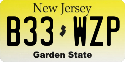 NJ license plate B33WZP