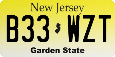NJ license plate B33WZT