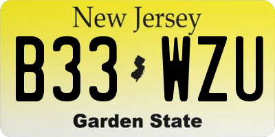 NJ license plate B33WZU