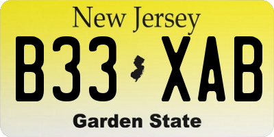 NJ license plate B33XAB