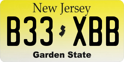 NJ license plate B33XBB