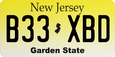 NJ license plate B33XBD