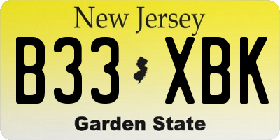 NJ license plate B33XBK