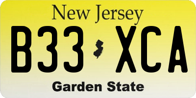 NJ license plate B33XCA