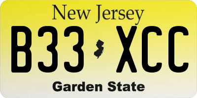 NJ license plate B33XCC