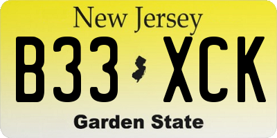 NJ license plate B33XCK