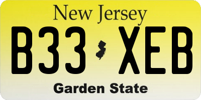 NJ license plate B33XEB
