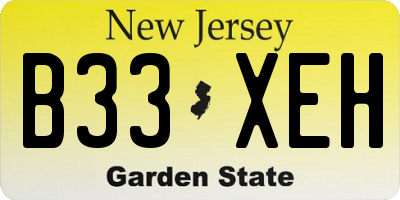 NJ license plate B33XEH