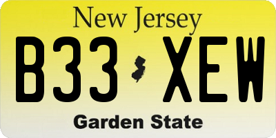 NJ license plate B33XEW