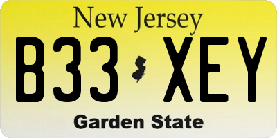 NJ license plate B33XEY