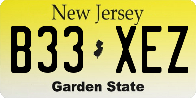 NJ license plate B33XEZ