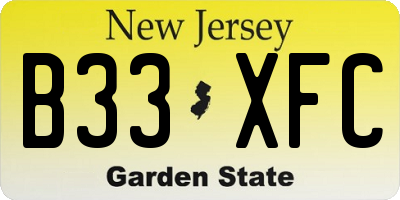 NJ license plate B33XFC
