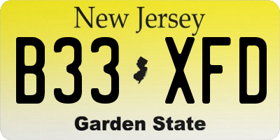 NJ license plate B33XFD