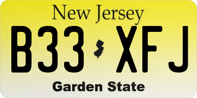 NJ license plate B33XFJ