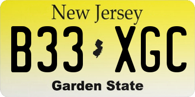 NJ license plate B33XGC