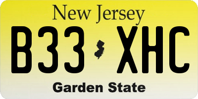 NJ license plate B33XHC