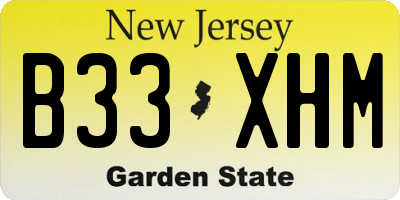 NJ license plate B33XHM