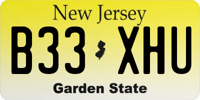 NJ license plate B33XHU