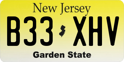 NJ license plate B33XHV