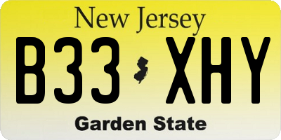 NJ license plate B33XHY