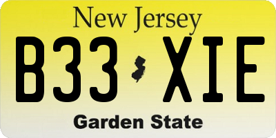NJ license plate B33XIE