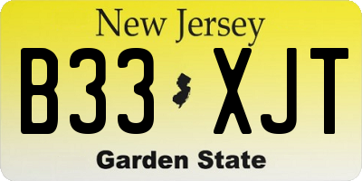 NJ license plate B33XJT