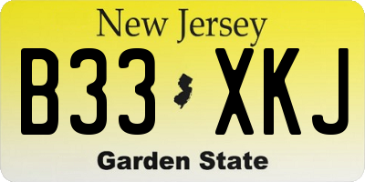 NJ license plate B33XKJ