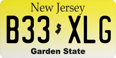 NJ license plate B33XLG