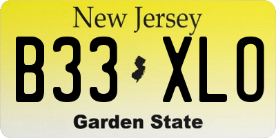 NJ license plate B33XLO