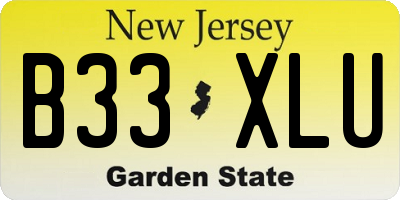 NJ license plate B33XLU