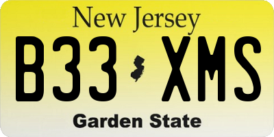 NJ license plate B33XMS