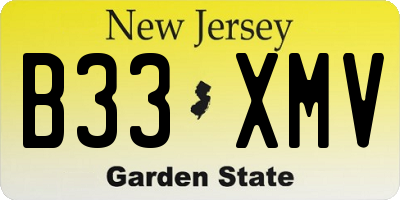 NJ license plate B33XMV