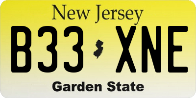 NJ license plate B33XNE