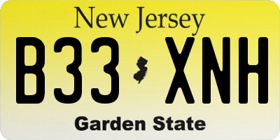 NJ license plate B33XNH