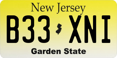 NJ license plate B33XNI
