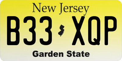 NJ license plate B33XQP