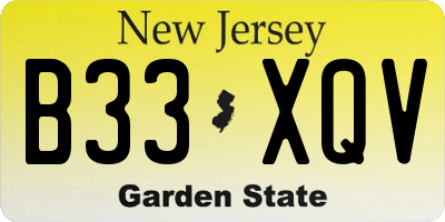 NJ license plate B33XQV