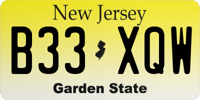 NJ license plate B33XQW