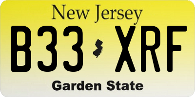 NJ license plate B33XRF