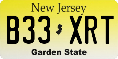 NJ license plate B33XRT