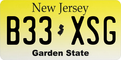 NJ license plate B33XSG